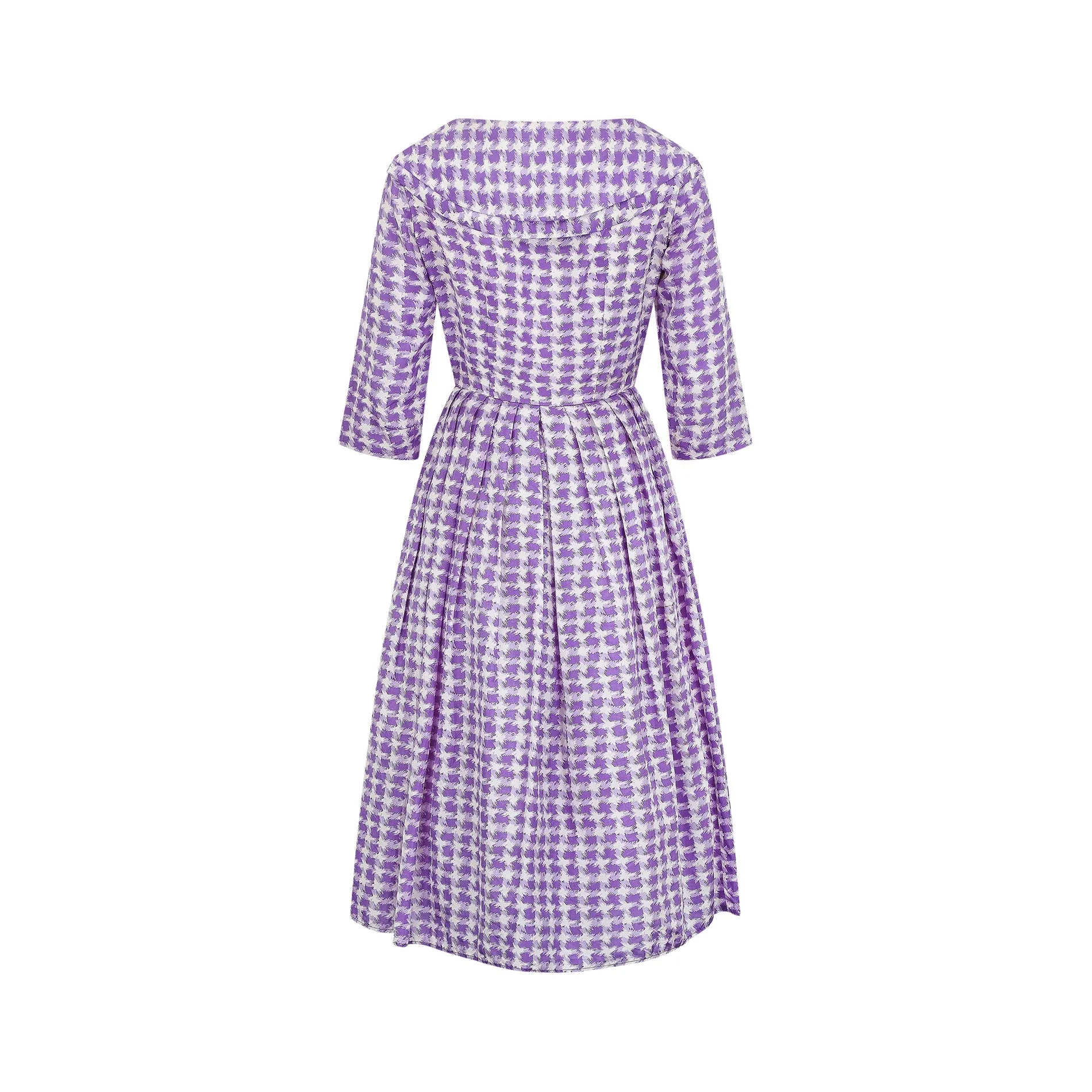 1950s Sambo Fashions Purple and White Silk Shirtwaister Dress