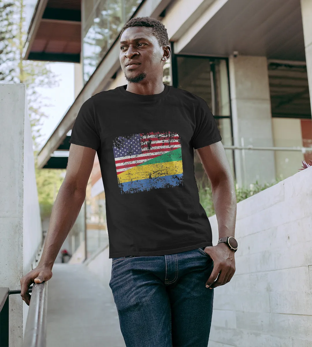 1sttheworld T-Shirt - Gabonese Roots Flag T-Shirt Black A35