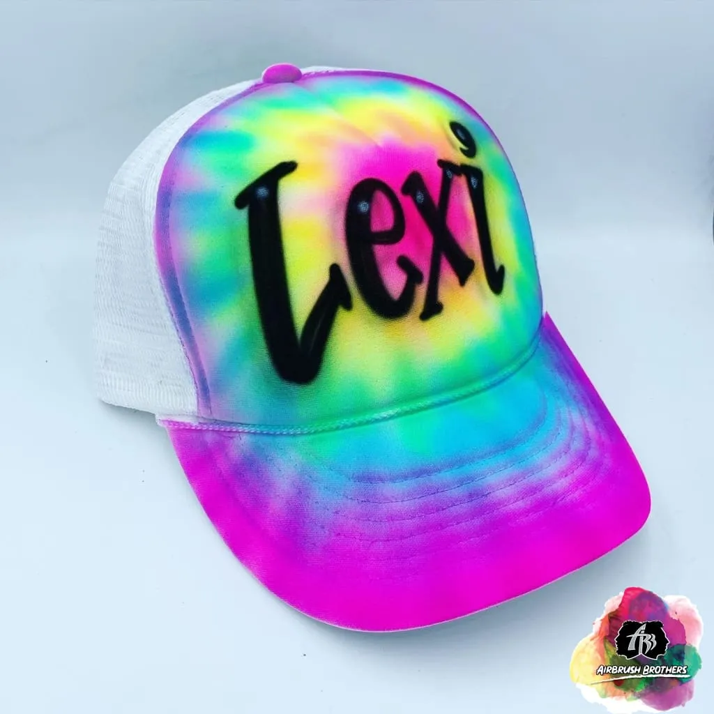 Airbrush Bright Tie Dye Hat Design