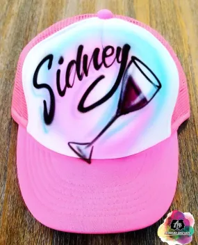 Airbrush Wine Glass Hat Design