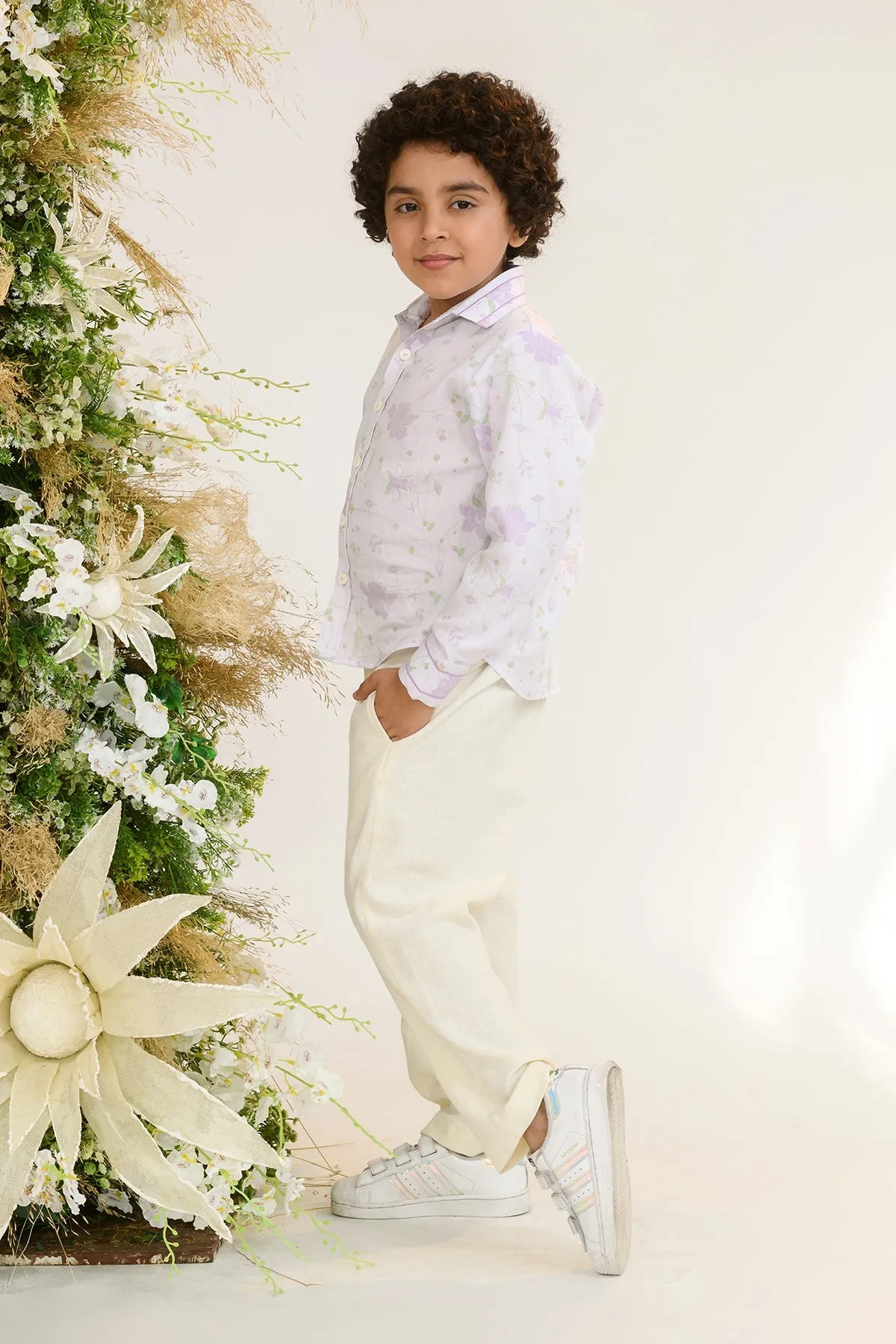 Aster Aroma- Printed Cotton Satin Shirt For Boys