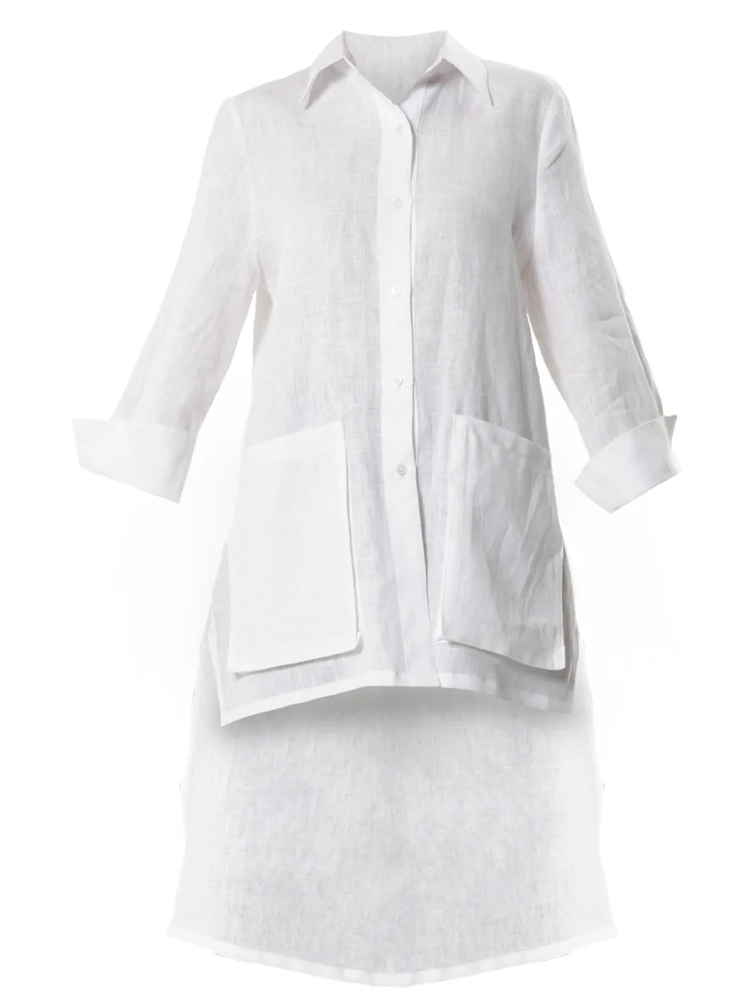 Asymmetric Linen Shirt In White