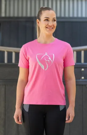 Bare Equestrian Youth T-Shirt Barbie Pink with Silver Logo