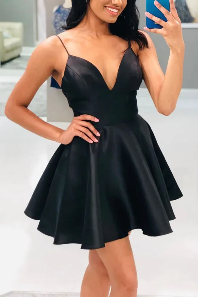 Black short prom dress, black homecoming dress