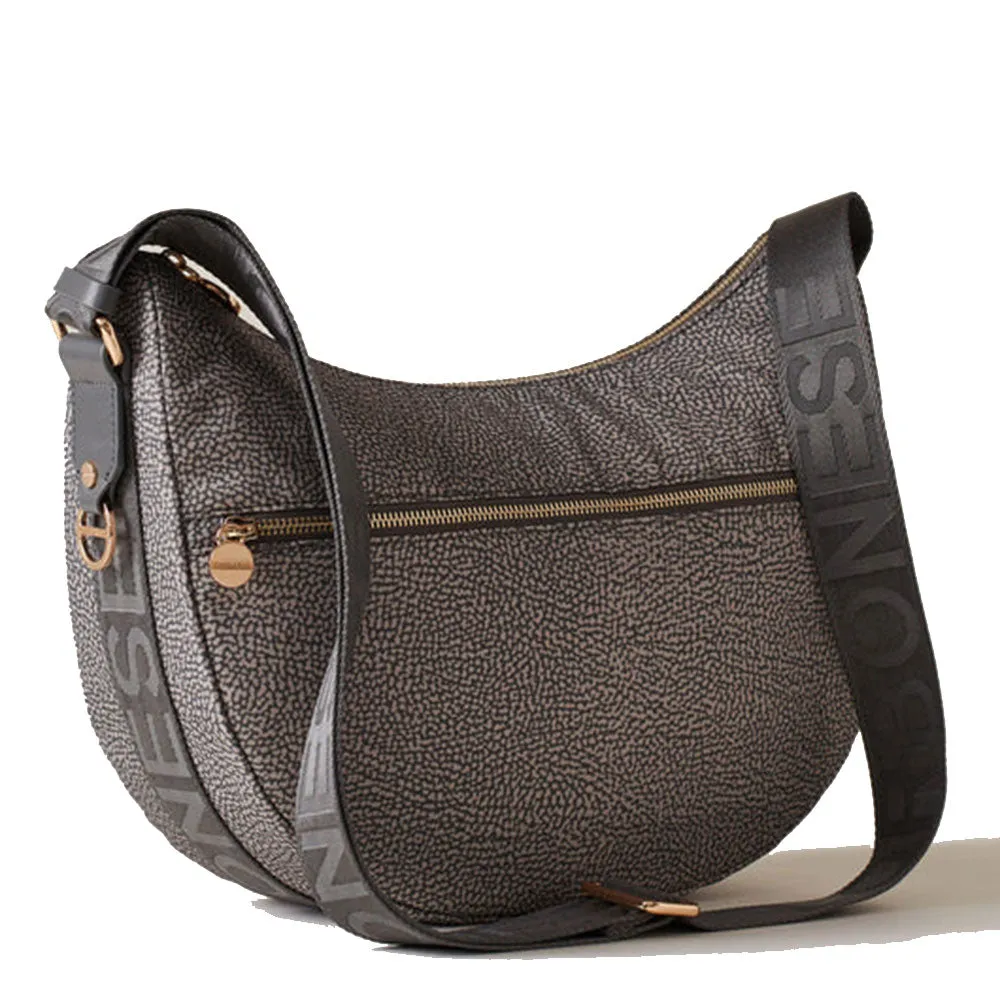 Borsa a Tracolla Middle BORBONESE Luna Bag linea Eco Line in Nylon Clay Grey