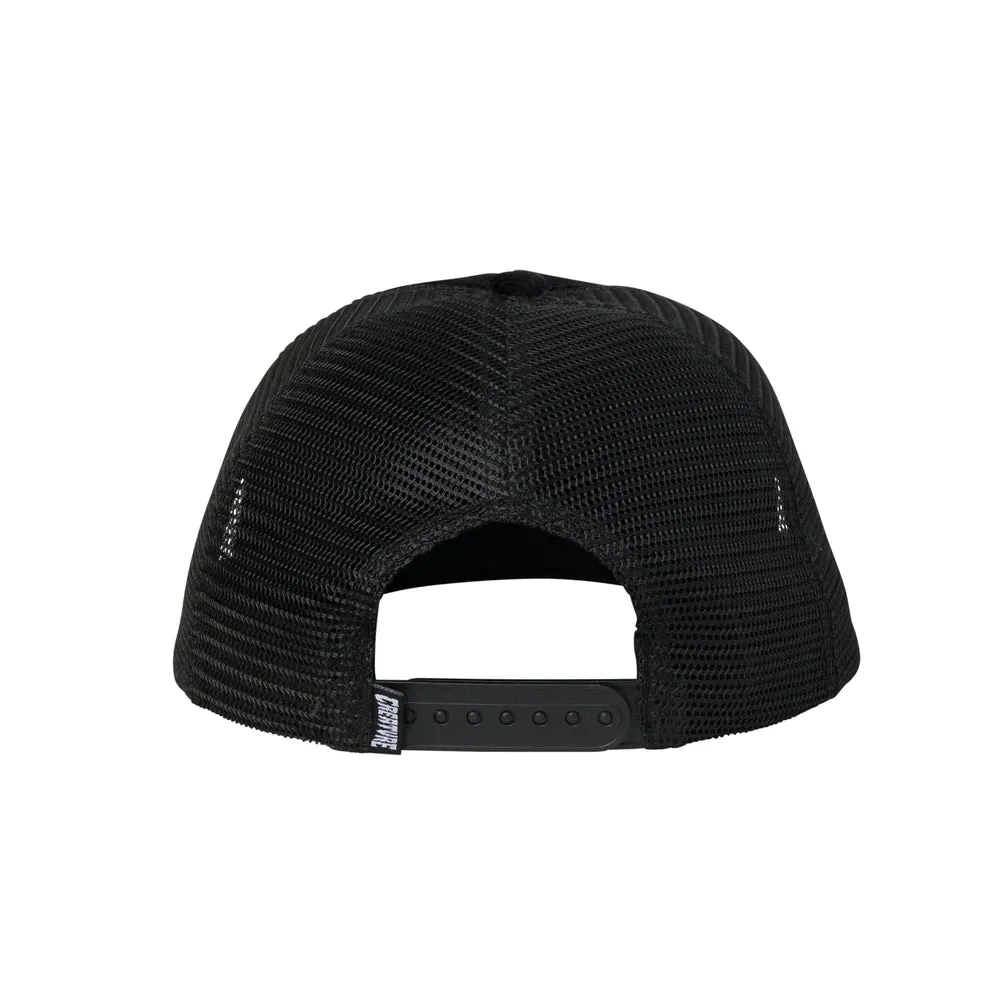 Creature Bonehead Flame Mesh Trucker Mid Profile Hat Black