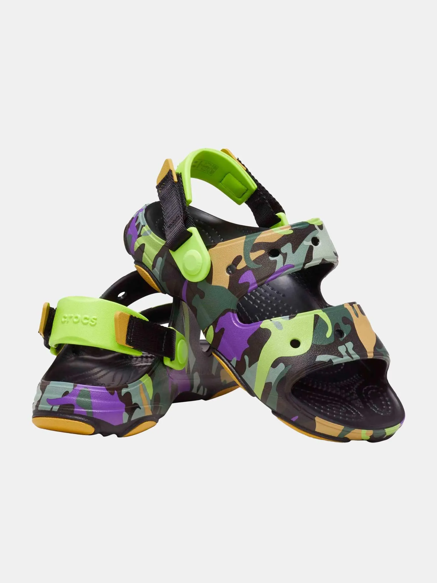 Crocs Kids All Terrain Dino Camo Sandal - Neon Purple / Multi