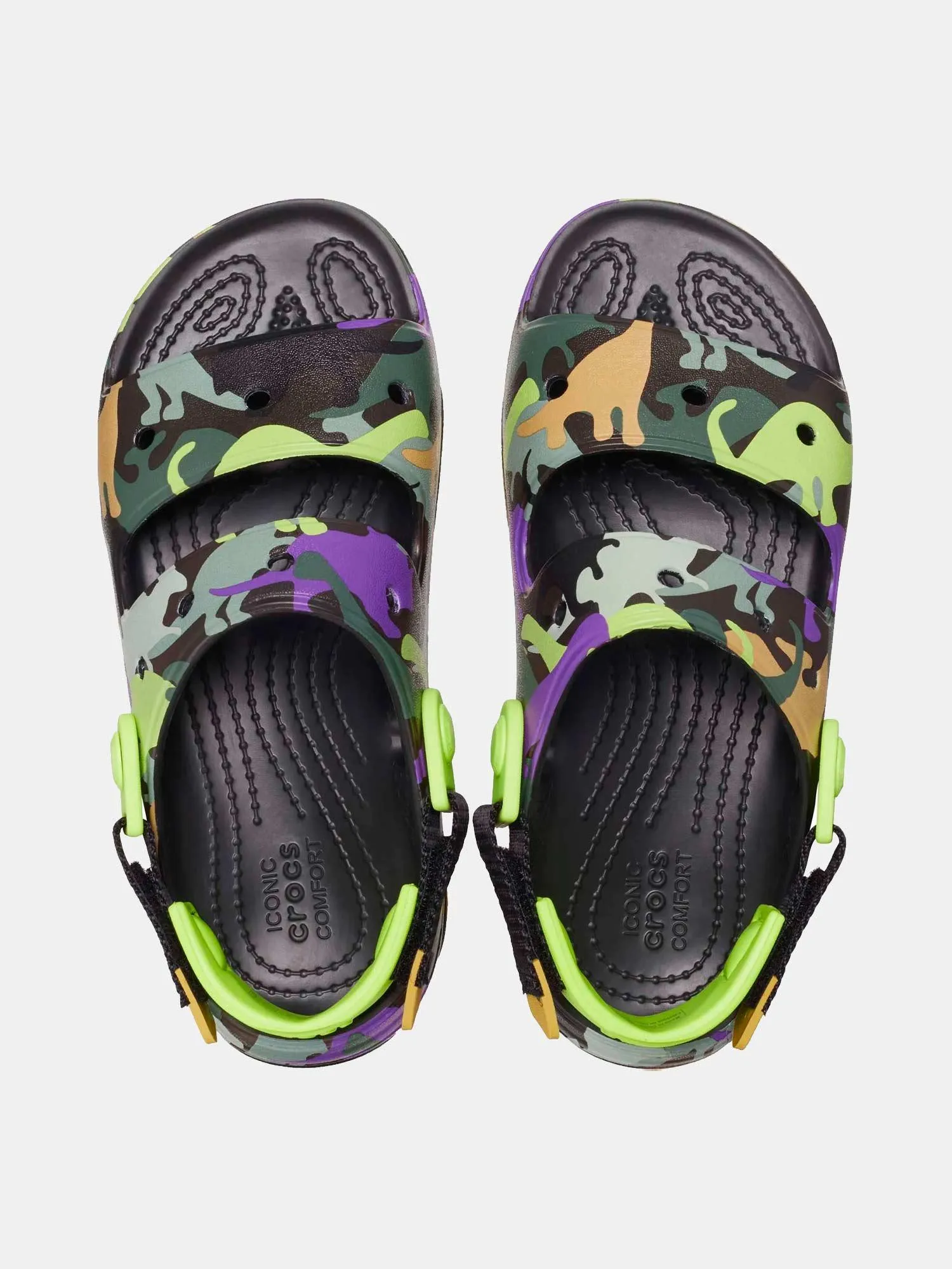 Crocs Kids All Terrain Dino Camo Sandal - Neon Purple / Multi