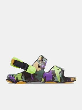 Crocs Kids All Terrain Dino Camo Sandal - Neon Purple / Multi