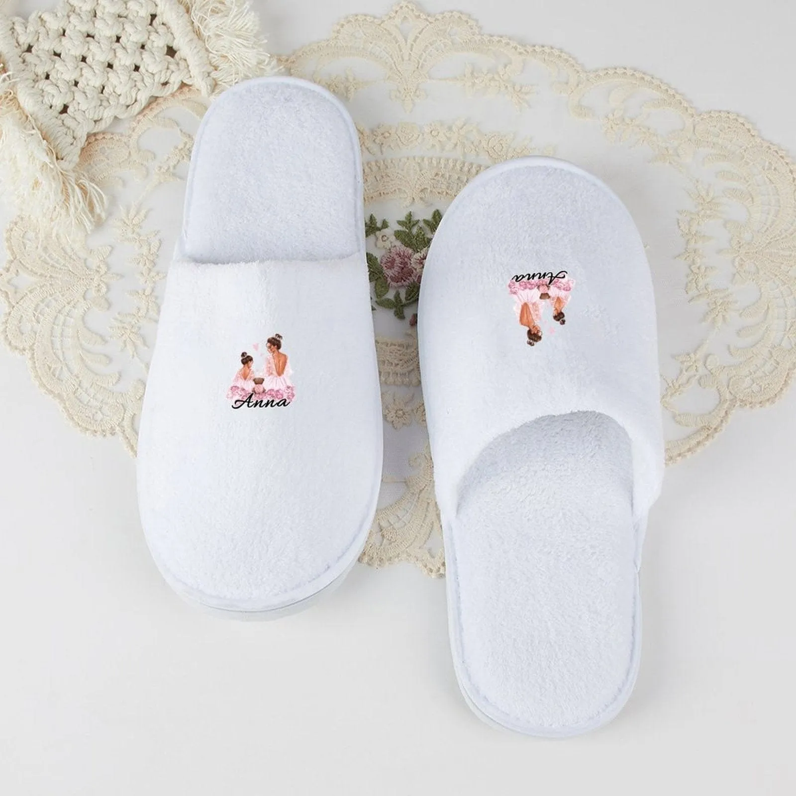 Custom Name Sweet Bridesmaids Wedding Spa Slippers Bride Slippers