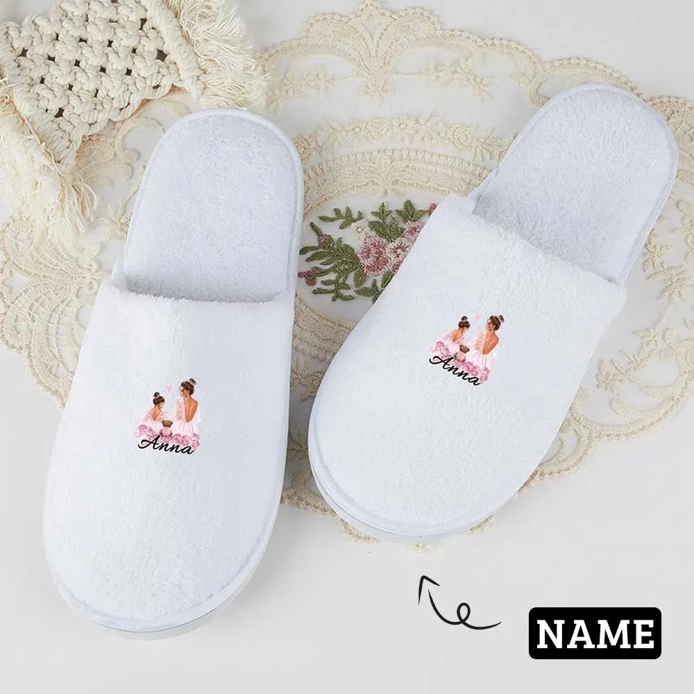 Custom Name Sweet Bridesmaids Wedding Spa Slippers Bride Slippers