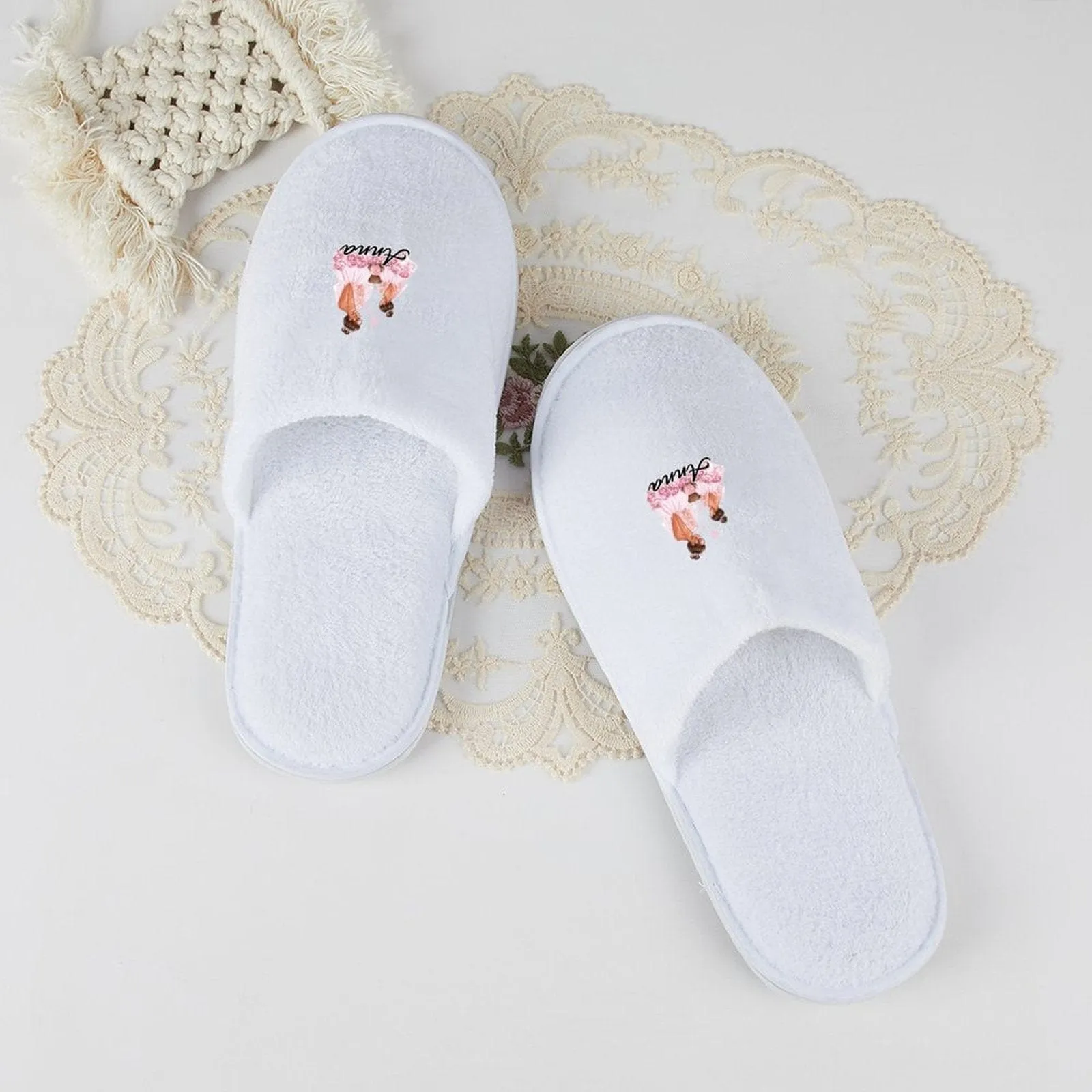 Custom Name Sweet Bridesmaids Wedding Spa Slippers Bride Slippers