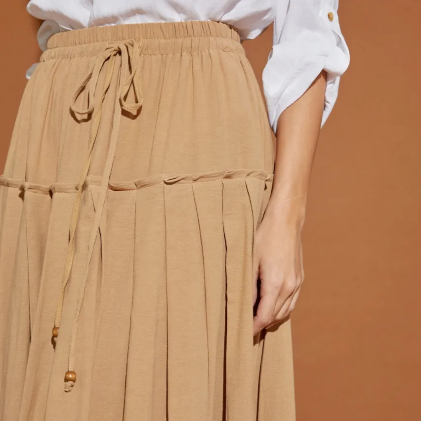 Feeling Free Drawstring Pleated Maxi Skirt