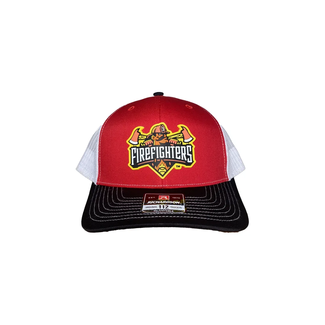 Firefighters Richardson 112 Trucker Hat - White/Black/Red