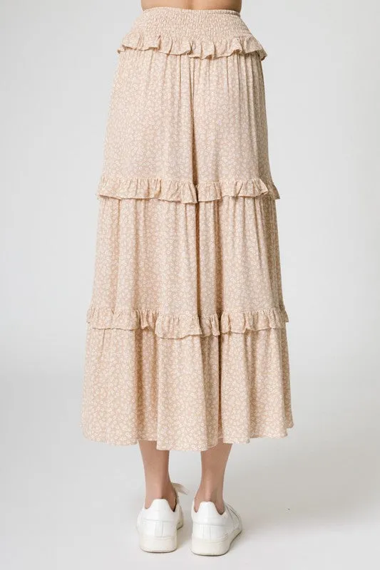 Floral Maxi Skirt in TBeige