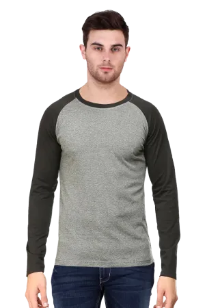 Full Sleeve Raglan Cotton T-shirt for Men in Solid Colour