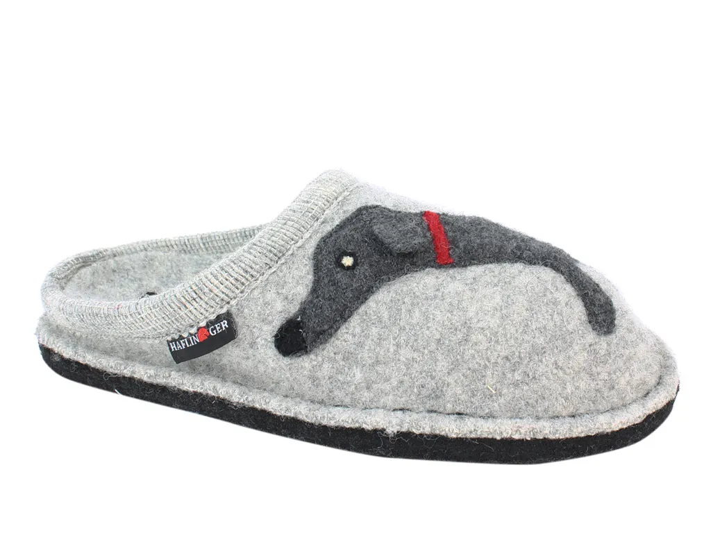 Haflinger Slippers Flair Dachs Dog Grey