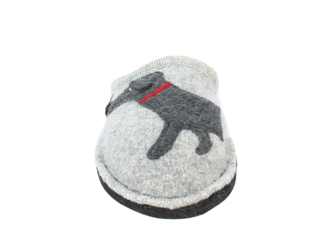 Haflinger Slippers Flair Dachs Dog Grey