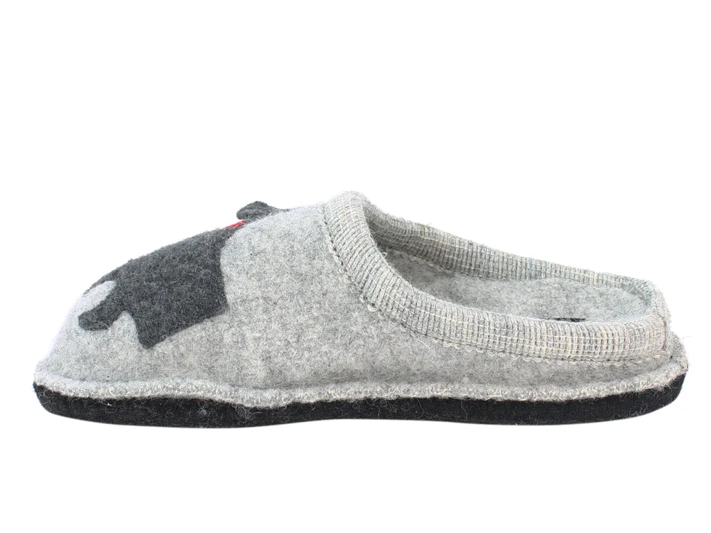 Haflinger Slippers Flair Dachs Dog Grey