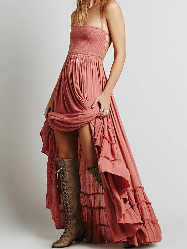 Halter Backless Beach Swing Long Dress