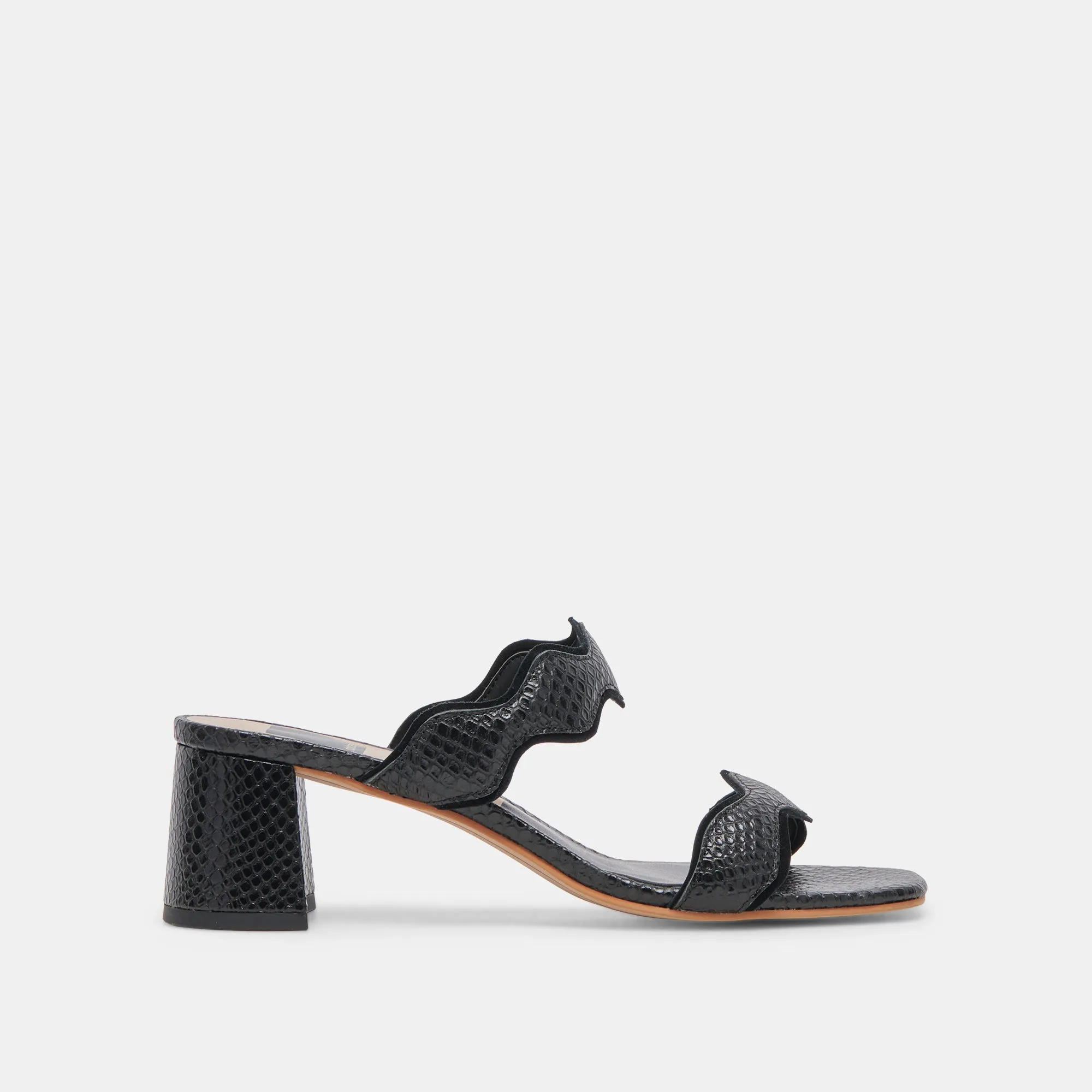 ILVA MID HEELS ONYX EMBOSSED LEATHER