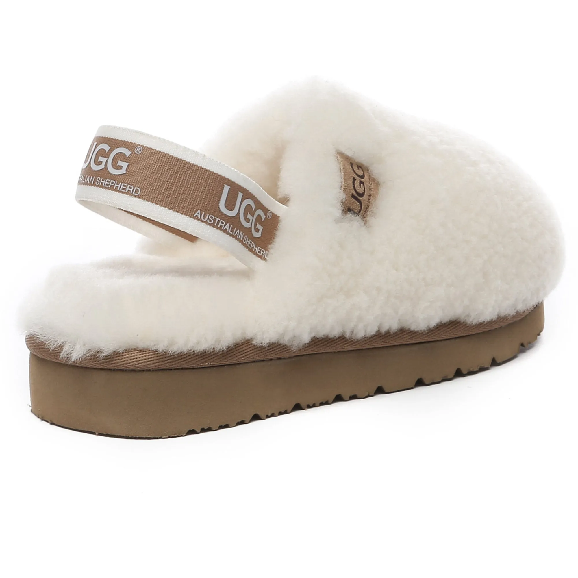 Kids Fluffy Slingback UGG Slippers