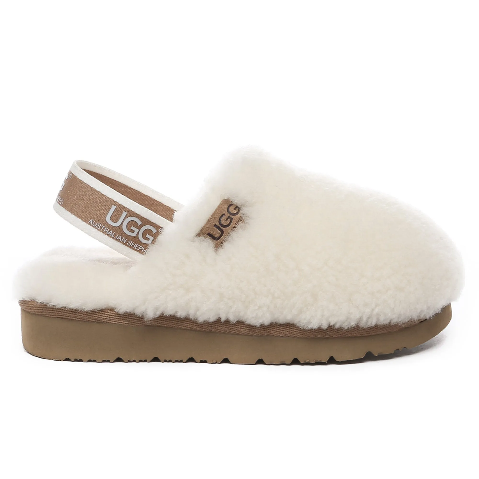 Kids Fluffy Slingback UGG Slippers