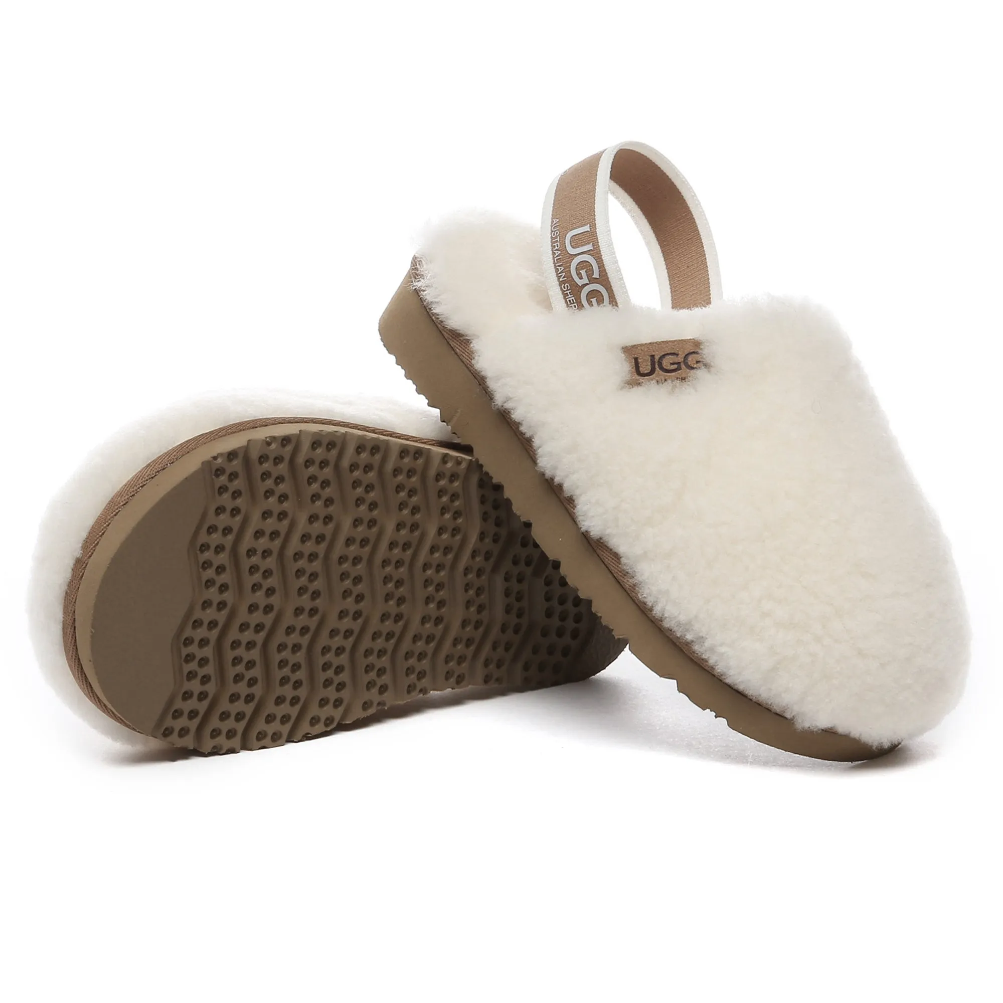 Kids Fluffy Slingback UGG Slippers