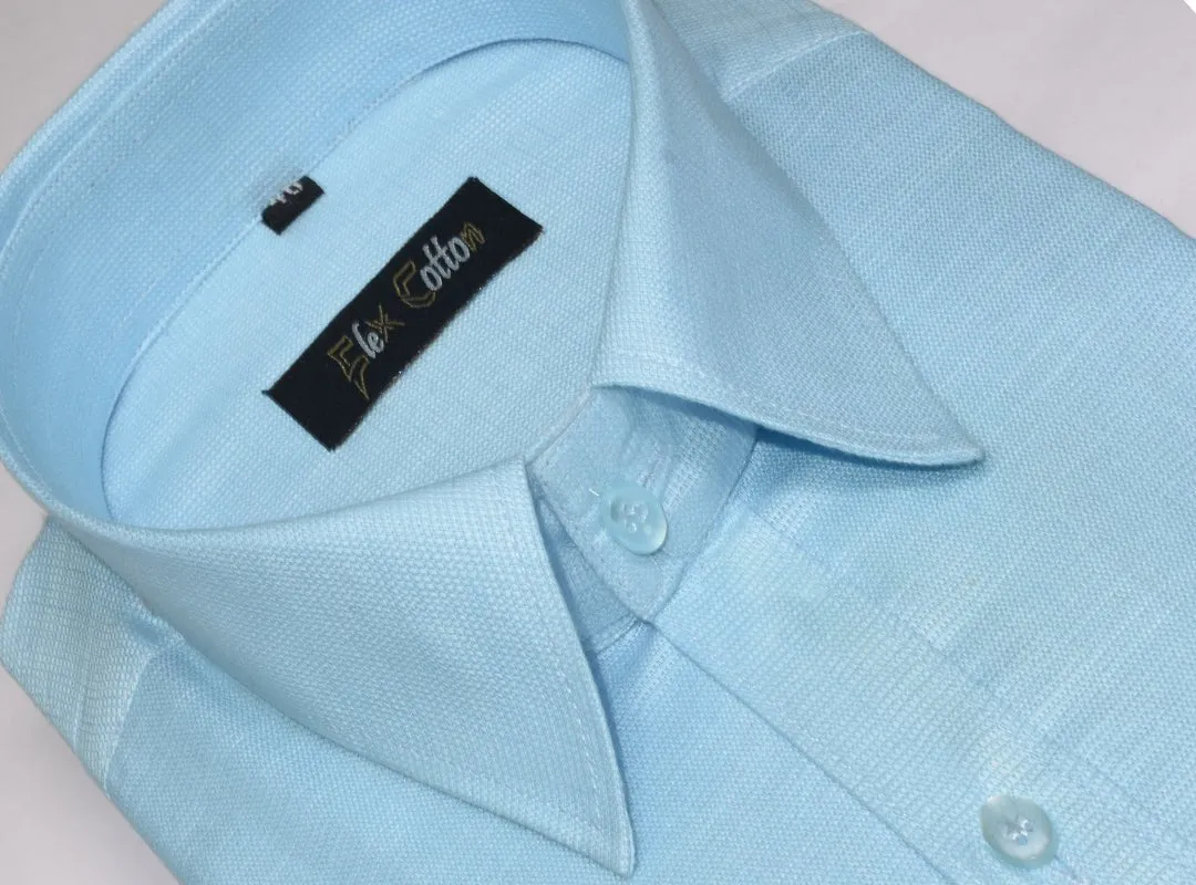 Light Blue Color Casa View Linen Shirt For Men's