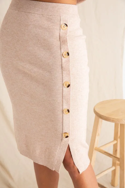 London Sweater Knit Skirt in Oatmeal