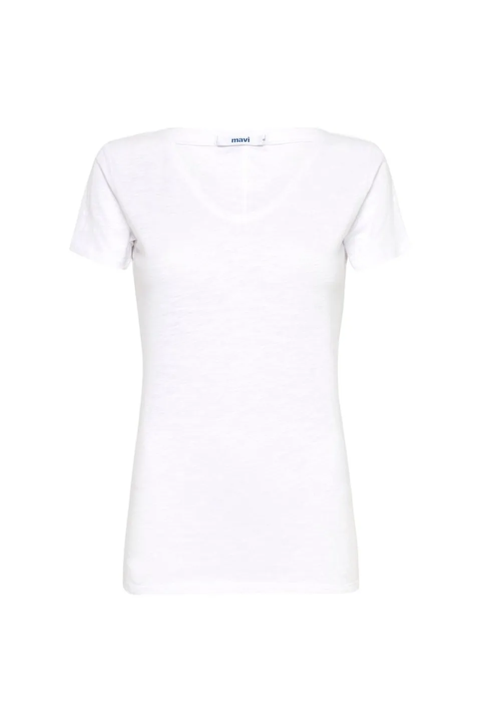 Luna White Cotton V Neck Tee