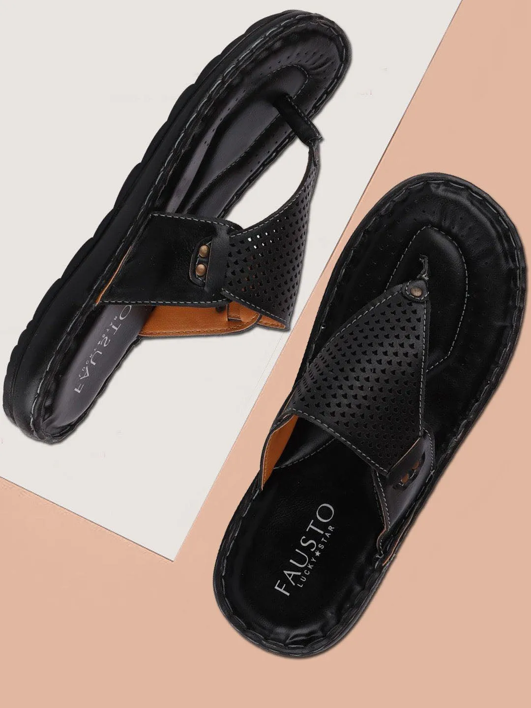 Men Black Formal Slip-On Slippers