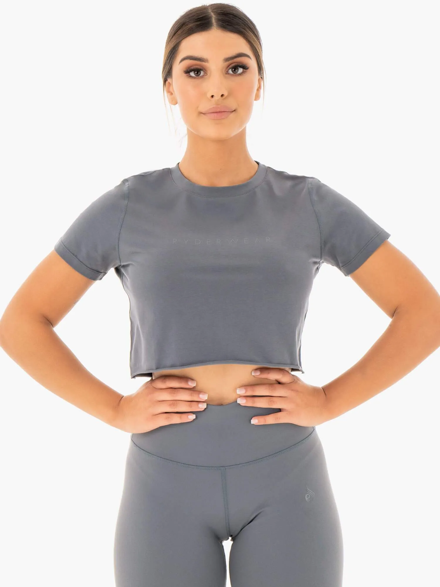 Motion Cropped T-Shirt - Charcoal