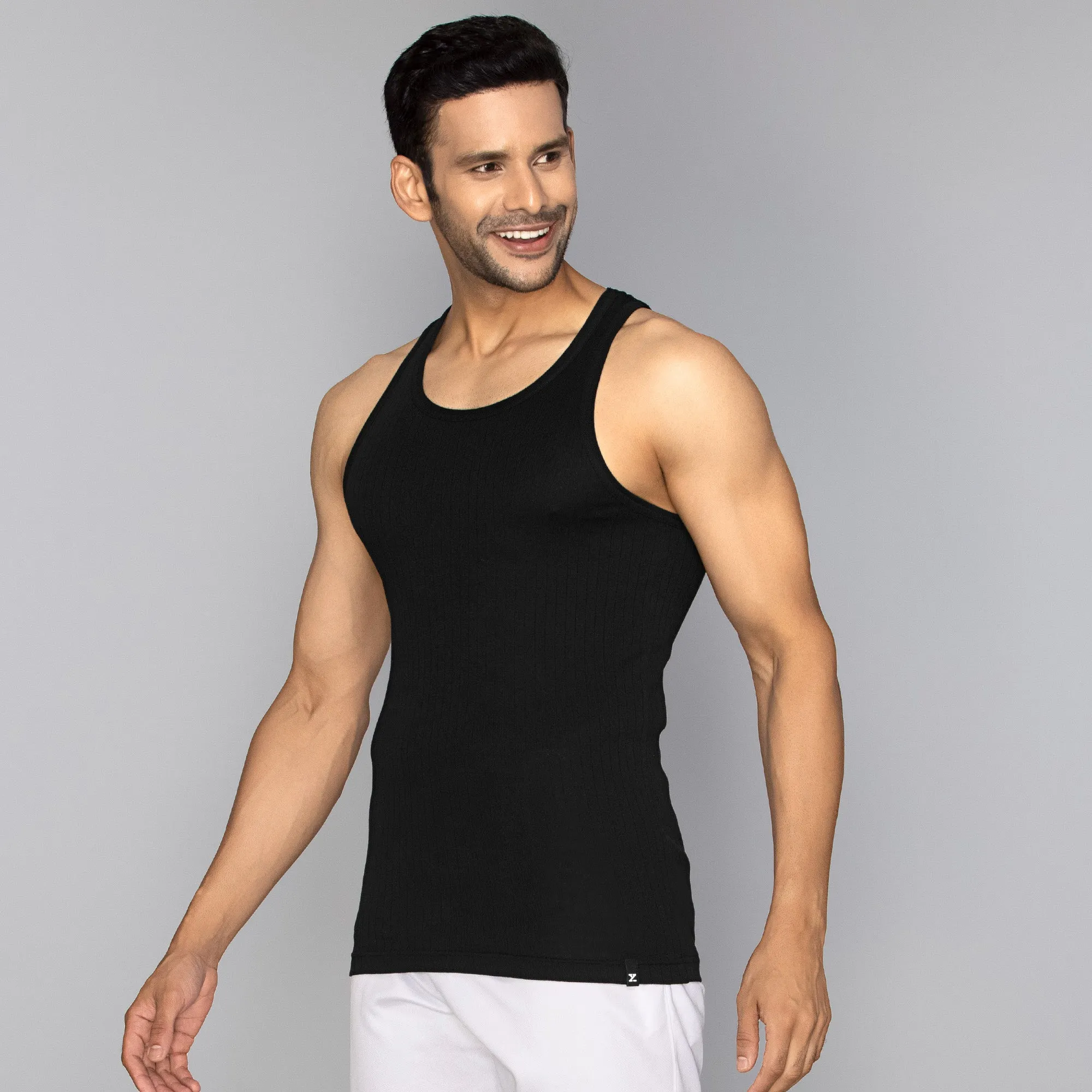 Nova Round Neck Racer Back Vest Black Knight