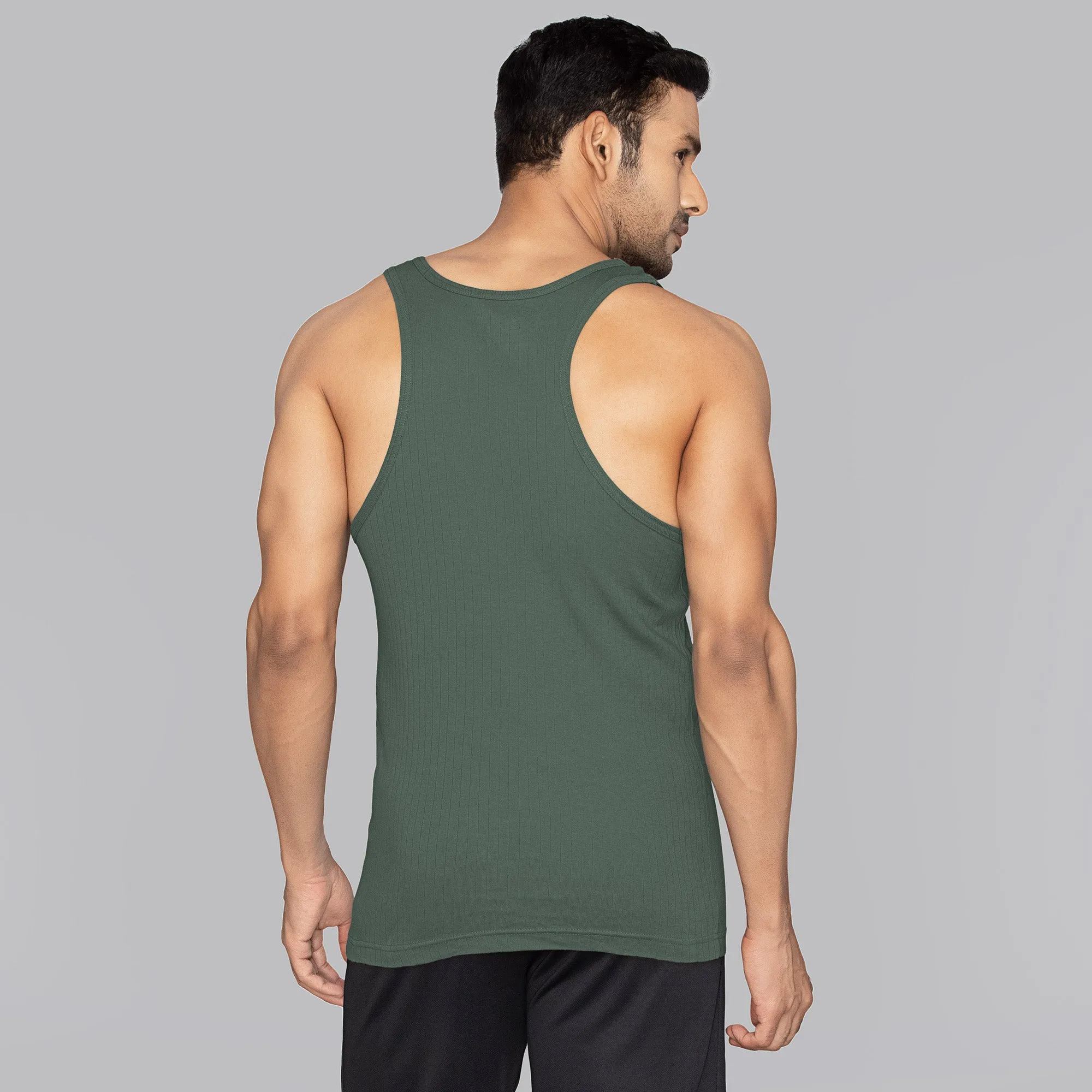 Nova Round Neck Racer Back Vest Olive Green