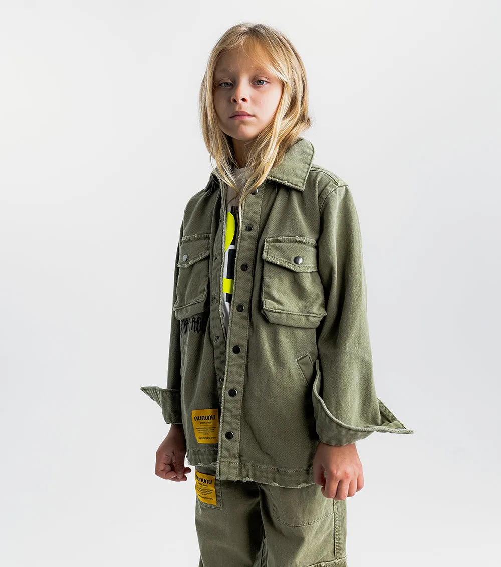 NUNUNU SS24 SAFARI SNAP SHIRT in Olive