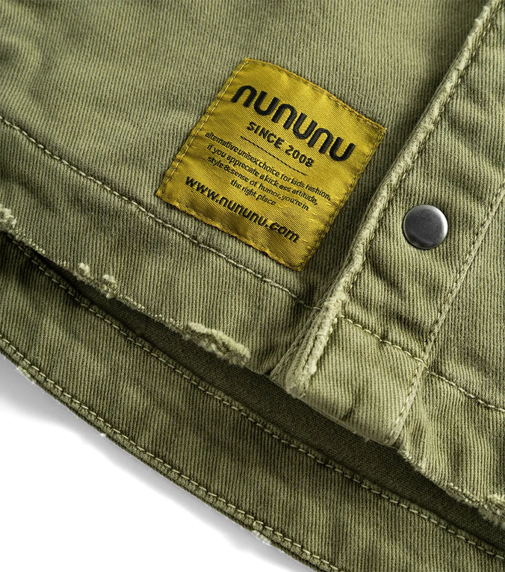 NUNUNU SS24 SAFARI SNAP SHIRT in Olive