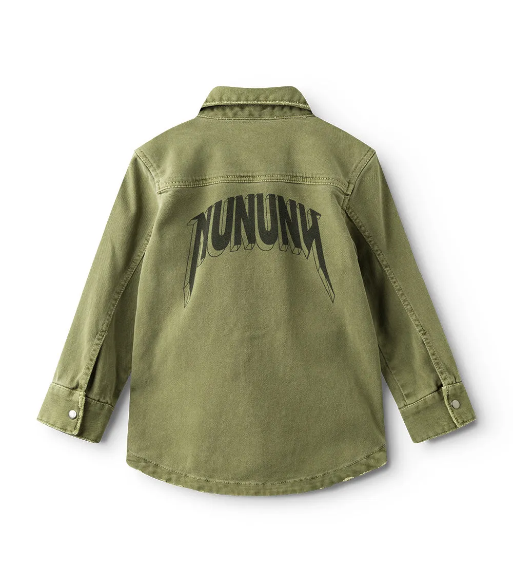 NUNUNU SS24 SAFARI SNAP SHIRT in Olive