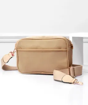 Nylon Rectangle Crossbody in beige