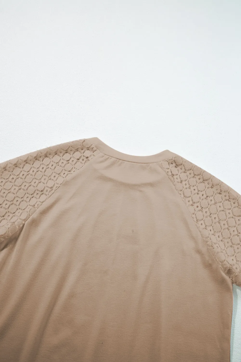 Patsy Seamed Detail Contrast Lace Raglan Sleeve Tee