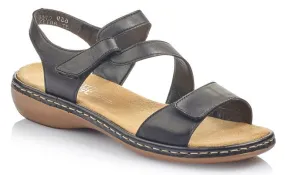 Rieker 659C7-00 Womens Leather Touch Fastening Sandal