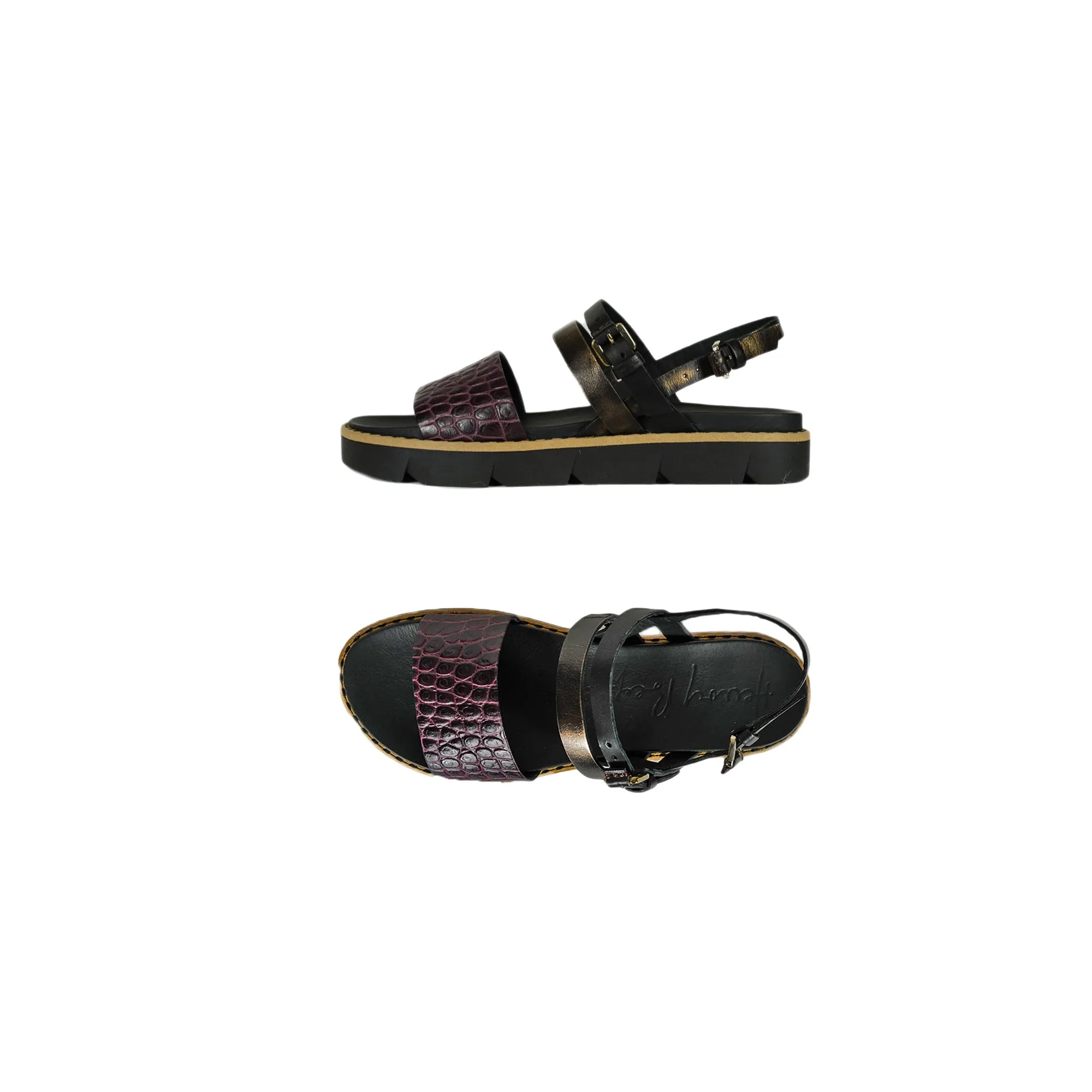 Sandal Printed Croco Burgundy