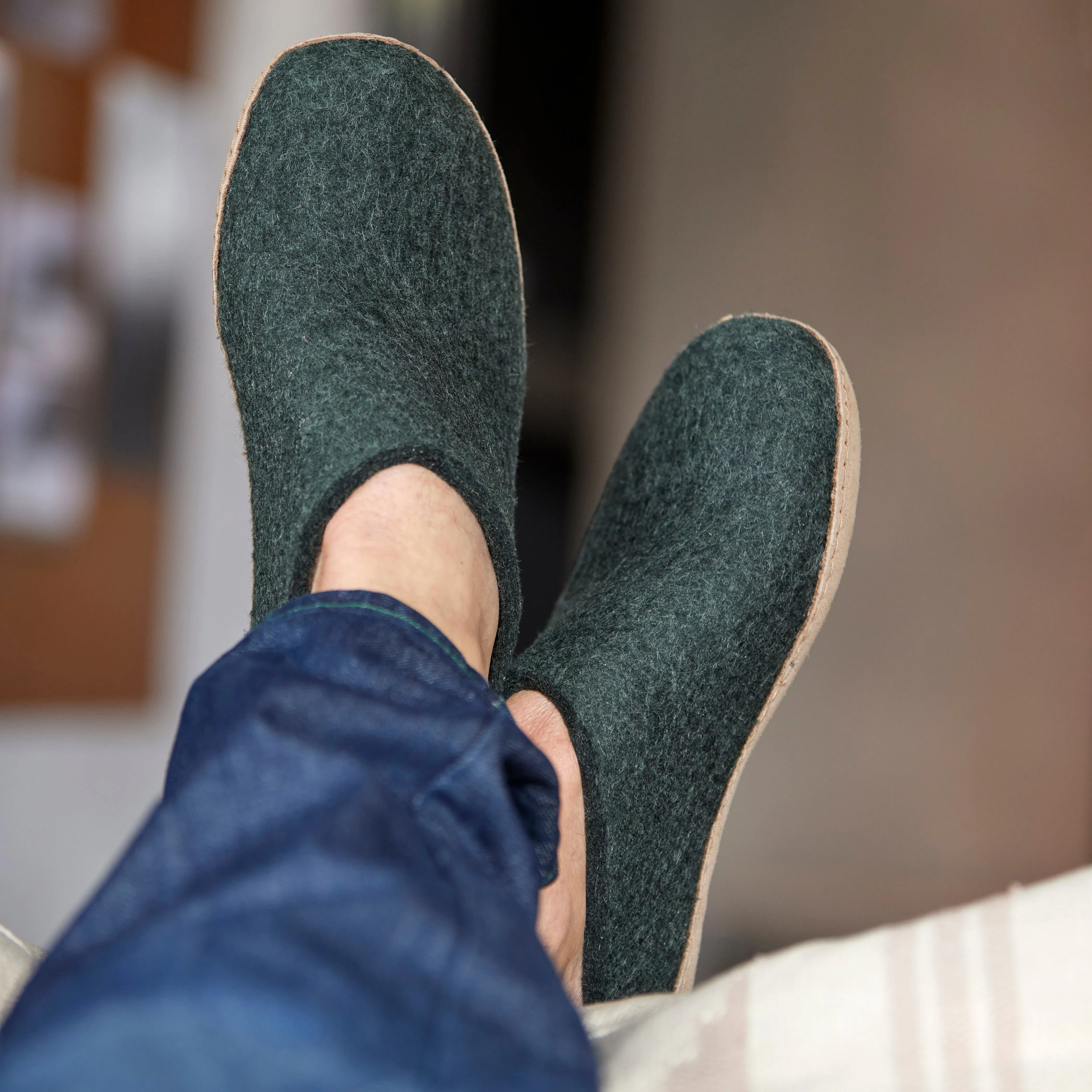 Slip-on with leather sole - Forest