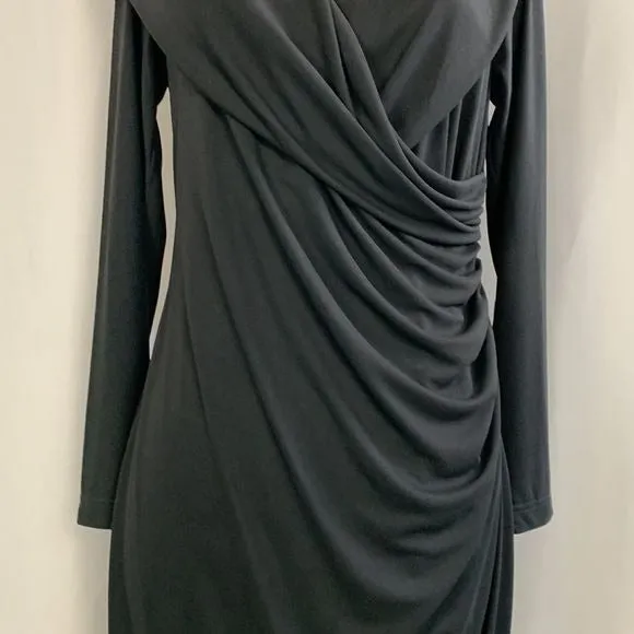 St JohnBlack Drape Front MIDI Dress