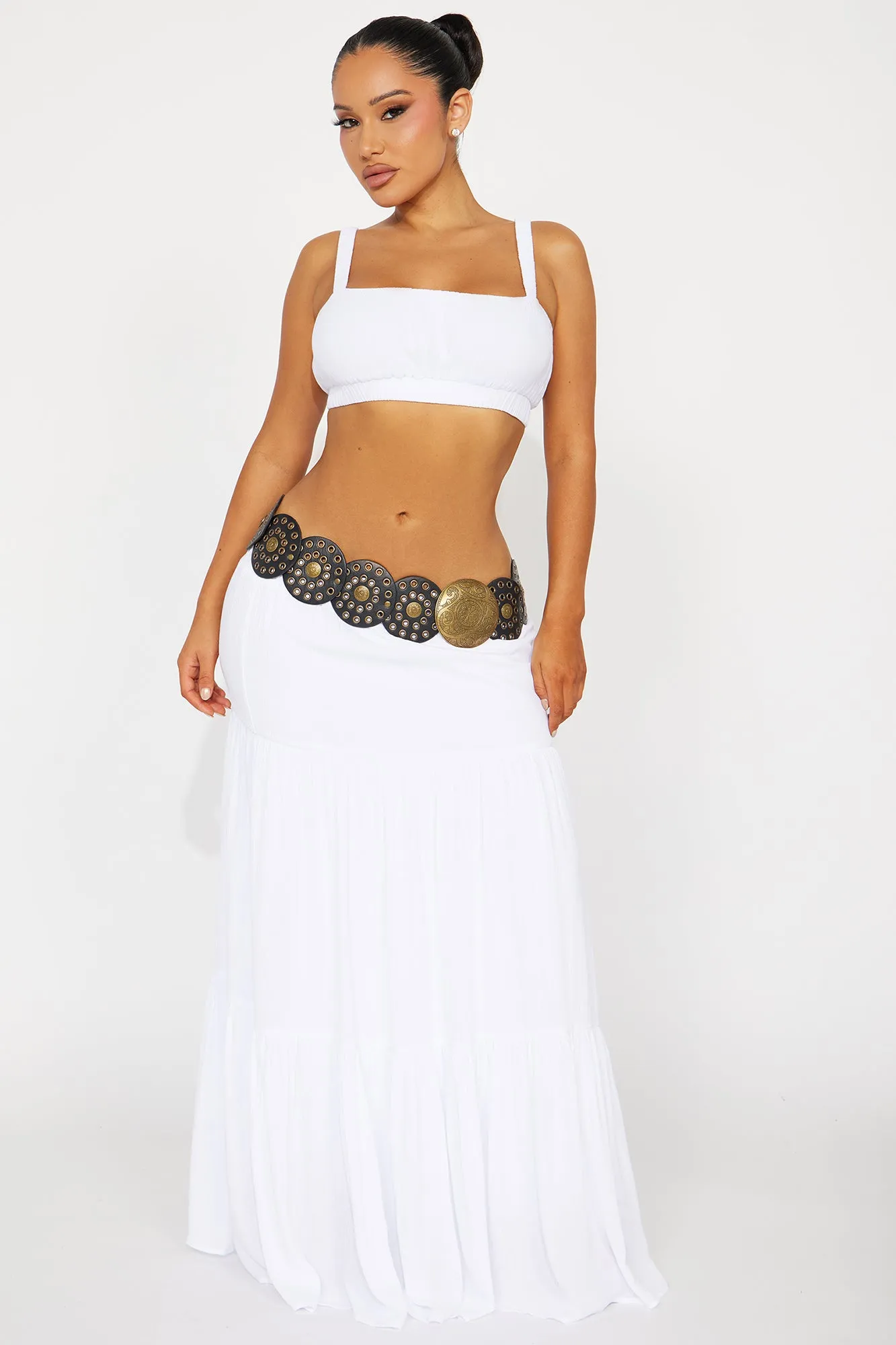 Sunset Stroll Gauze Skirt Set - White