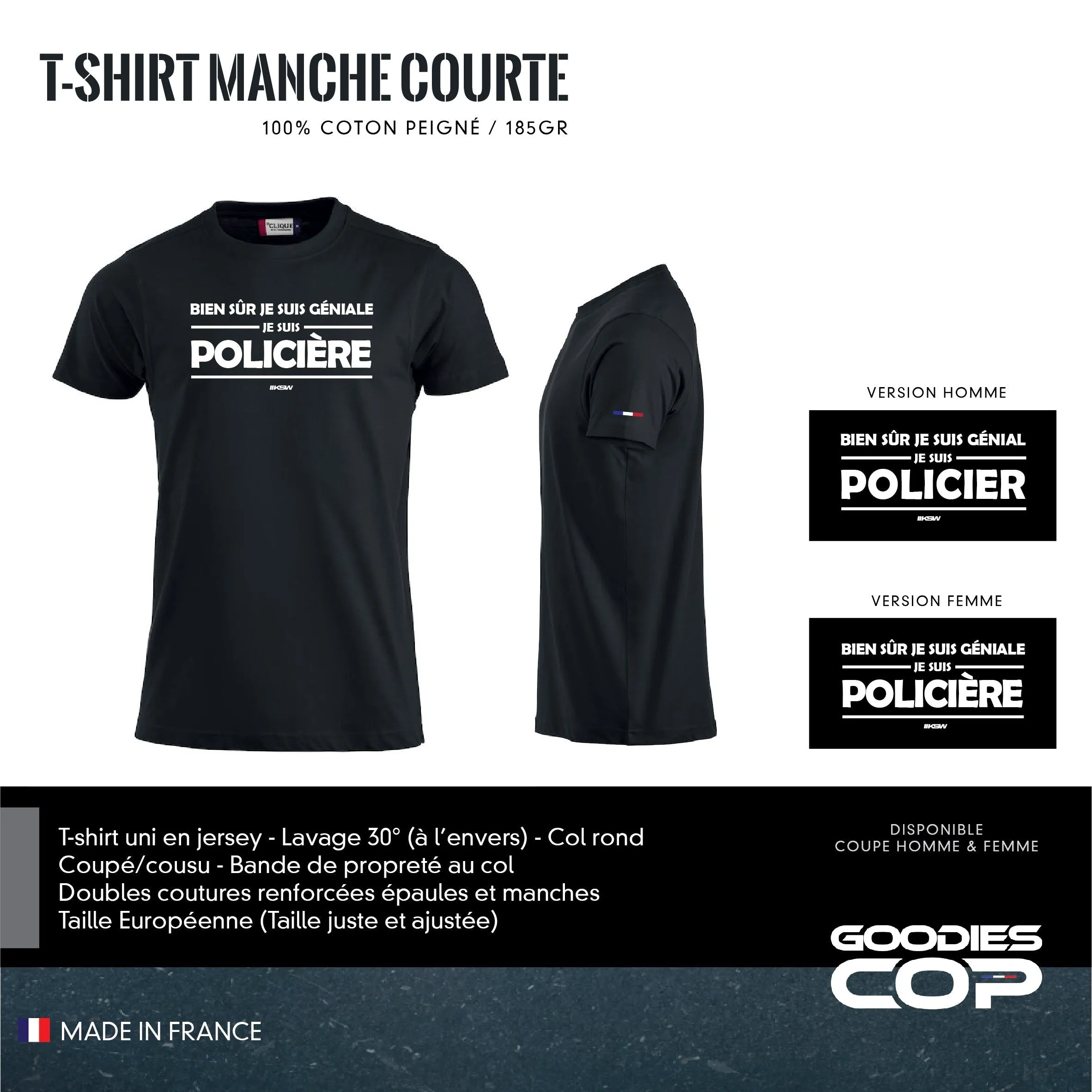 T-Shirt Manches Courtes Je suis Policier