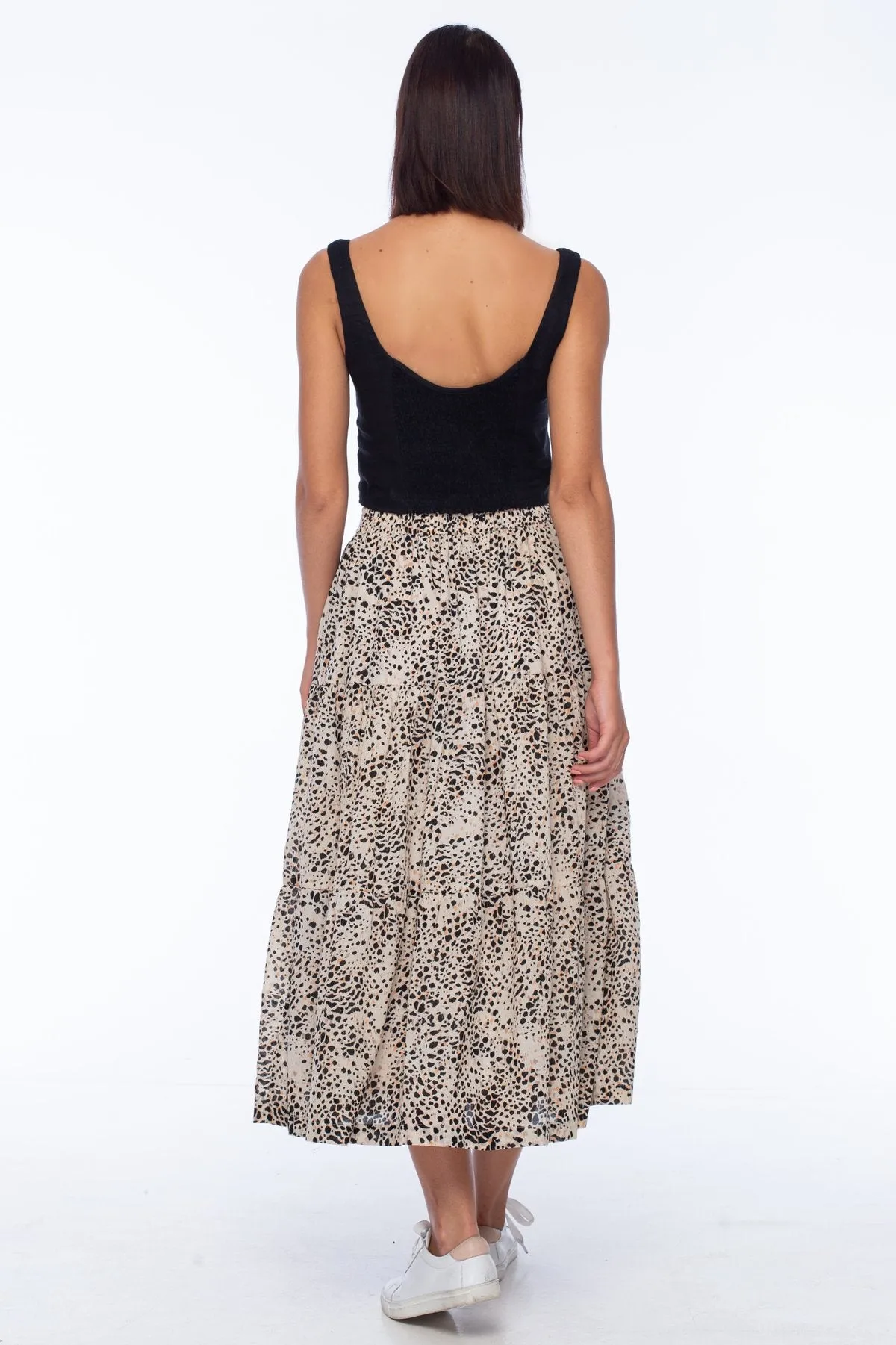 With Me Cotton Voile Black Snake Midi Skirt